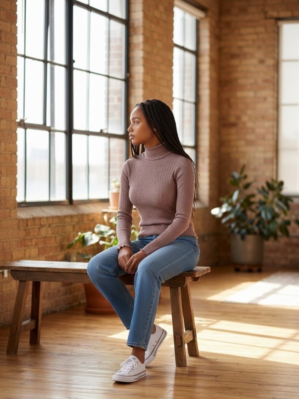 Madewell Ribbed Mock Neck Sweater Dusty Mauve Pink size XS